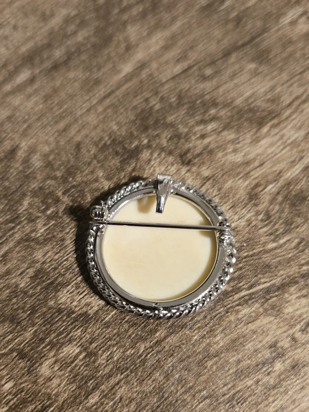 Faux Bone Scrimshaw Brooch Pendant
